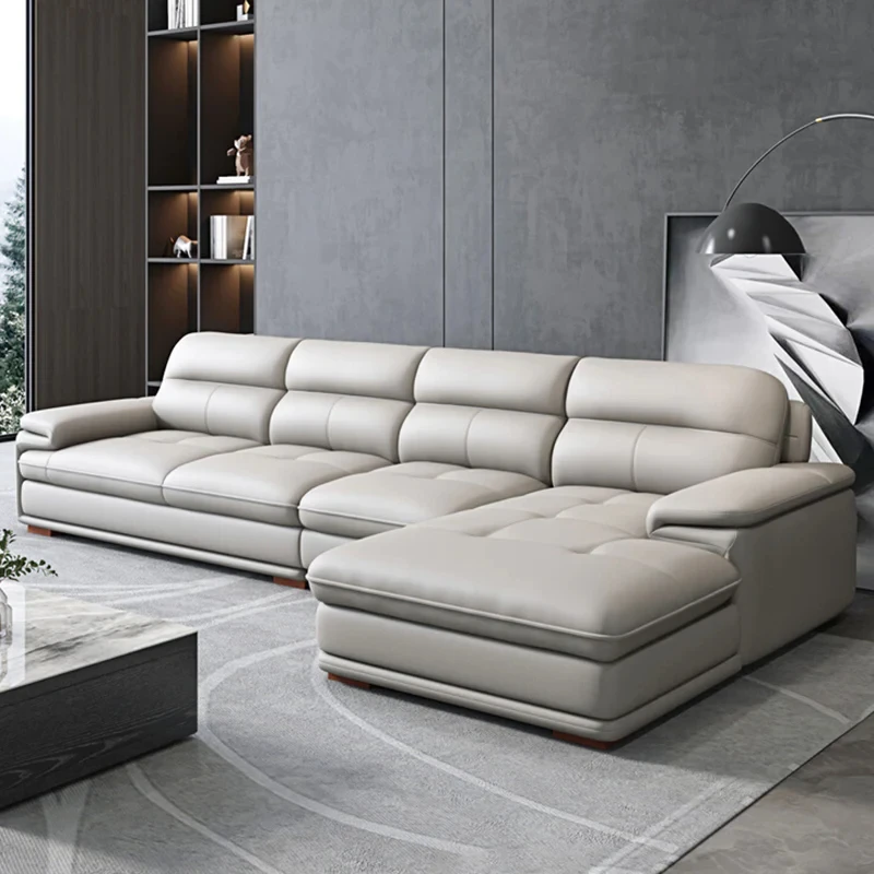 Nordic designer light luxury villa leather living room sofa high-end customized leisure hotel sofa combination
