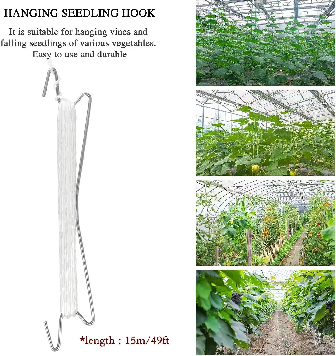 Tomato Support Hooks Tomato Support J Hook V Type Twine Garden Hooks to Prevent Tomatoes with 49 ft Vine Support String