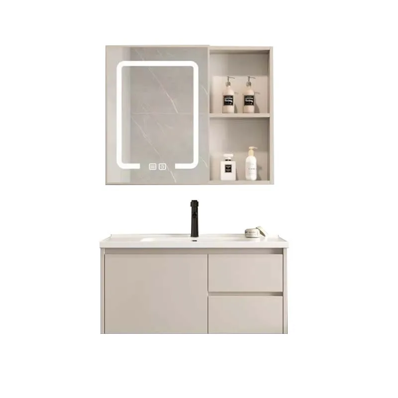 2024 New Style Free Design Customized Floating Unique Elegant Wood Bathroom Vanity And Cabinet Set Light Fixtures Storage Unit