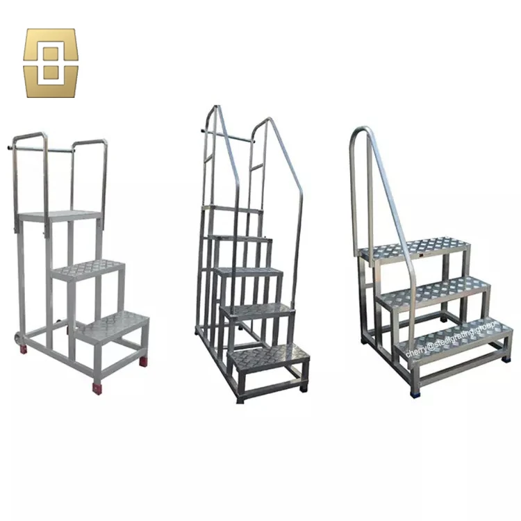 Industrial outdoor vertical cage ladders stainless steel metal angled steel cat cage step ladder steel Spiral staircase