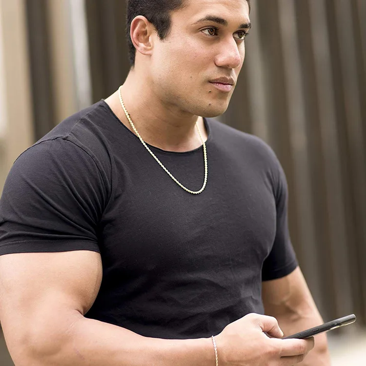 2/3/4/5/6/7mm wholesale chain necklace 316l stainless steel silver black rose 14k 18k real gold filled rope chain