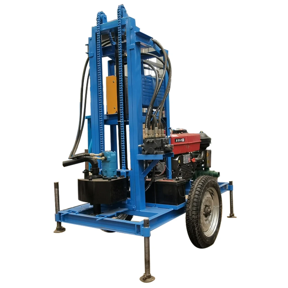 200m Depth Two-Wheels Hydraulic Water Well Drilling Rig With Diesel Engine