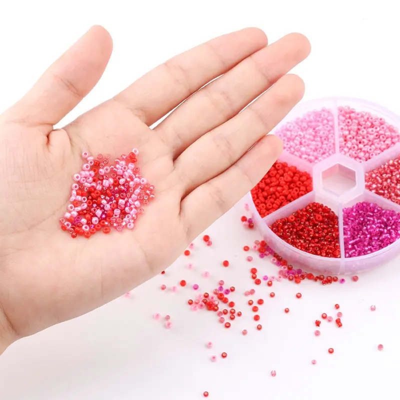Factory Wholesale 1800 pcs DIY 3mm glass seed beads in Box 6 Multi color Assortment  for jewelry making