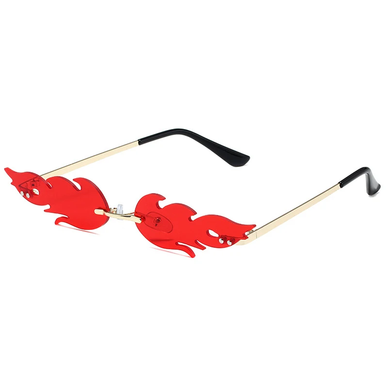 fire sunglasses funny party glasses festival ball eyeglasses metal fashion rimless lens sun women sunglasses
