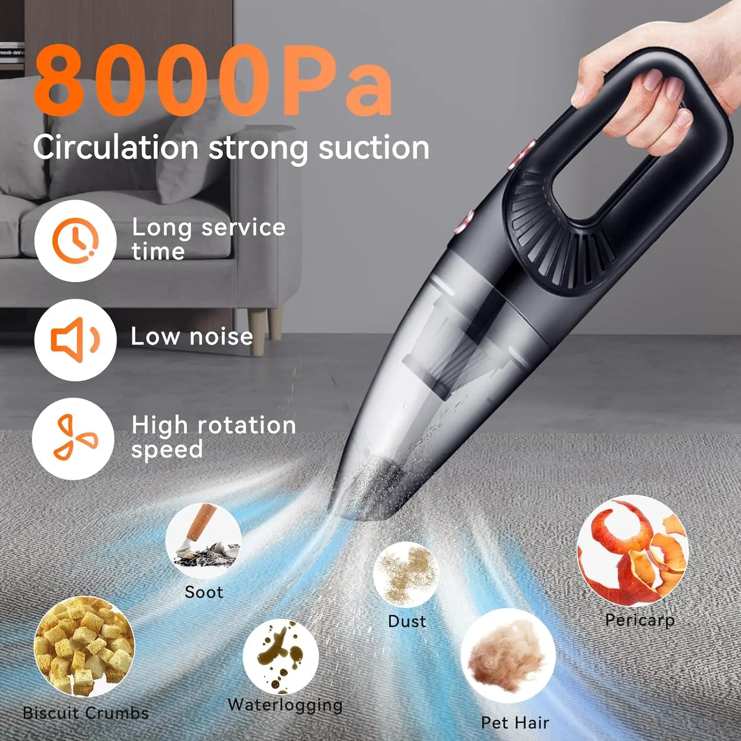 High Power Car Vacuum Cleaner DC 12V 120W Portable Handheld Car Vacuum for Car Interior Cleaning carpet cleaners