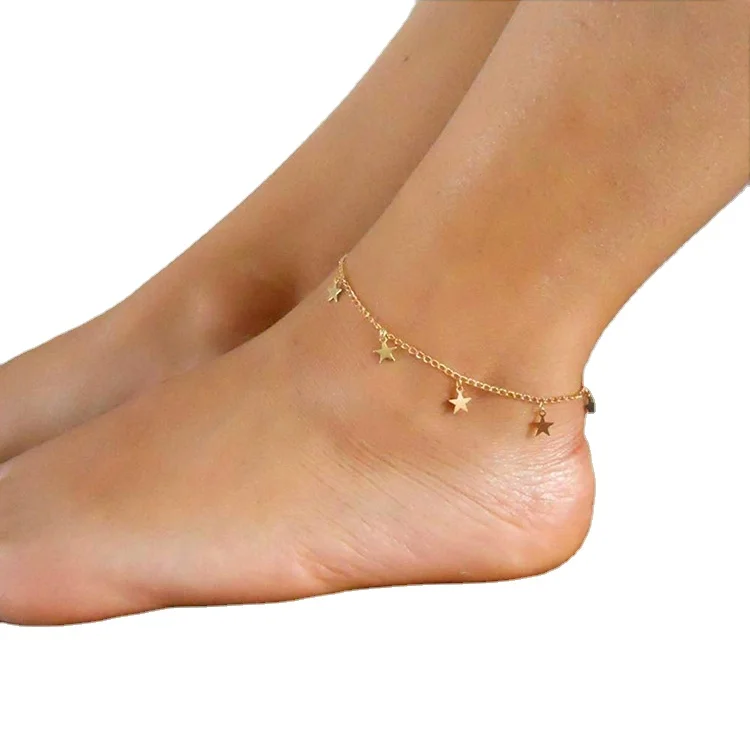 Womens Lucky Star Anklet 925 Sterling Silver Star Ankle Bracelet