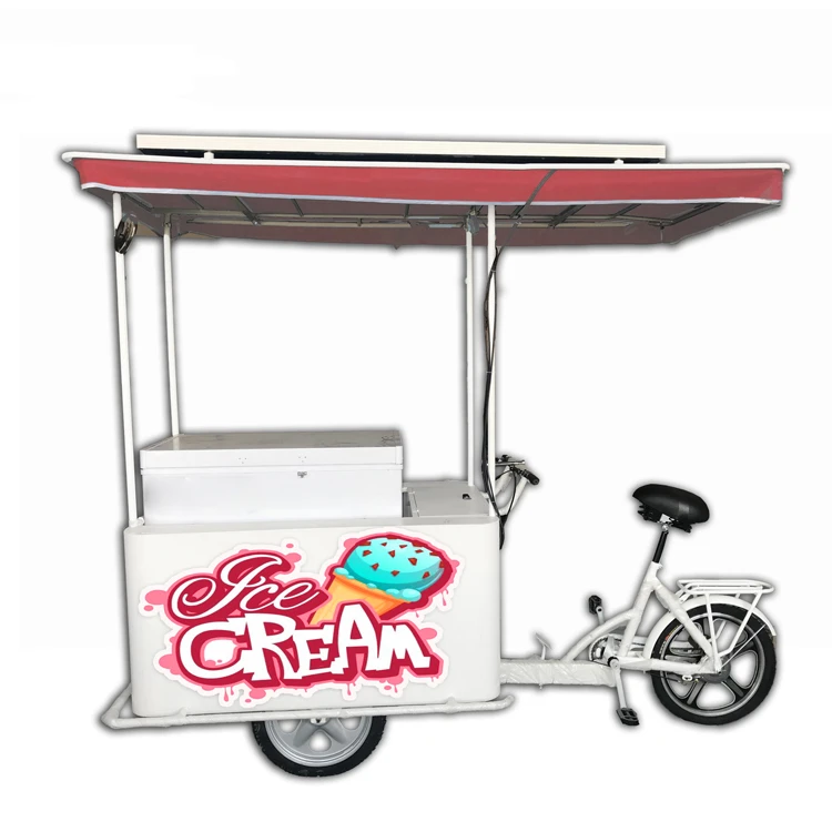 Ice cream tricycle motorized bike electric with 12V solar