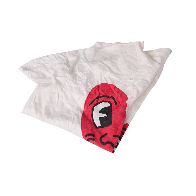 Xiamen Excellent Wholesale 100% Cotton White Printed T Shirt Rags Absorbent Rag Textile Waste Bales Cleaning Wiping Rags