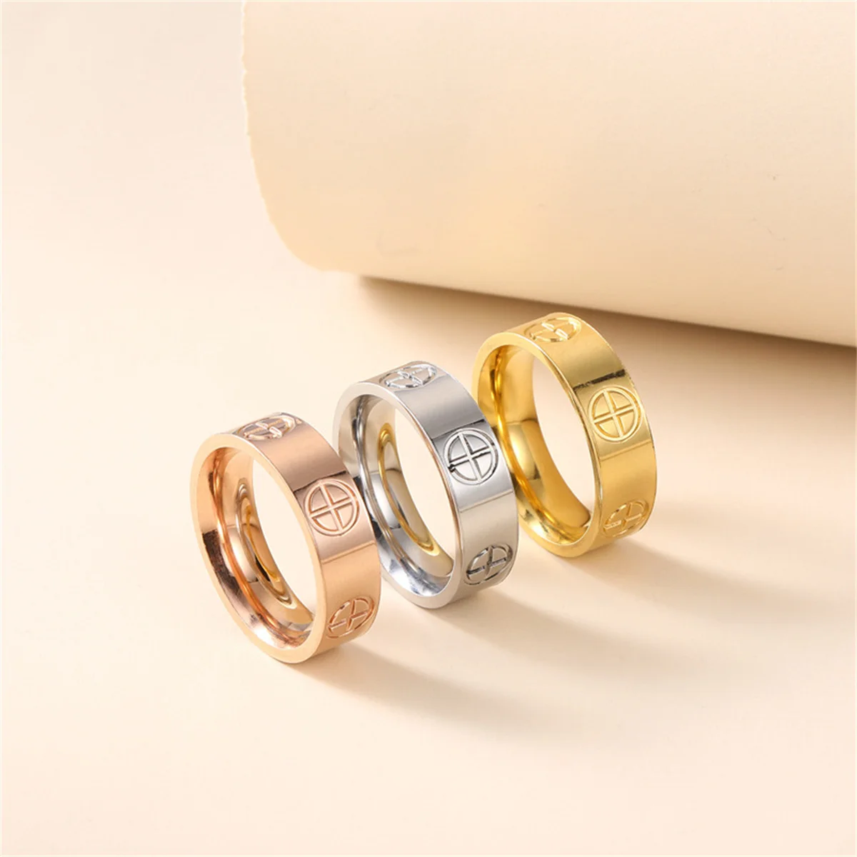 Fashion Jewelry Titanium Steel Geometric Detail Ring For Women