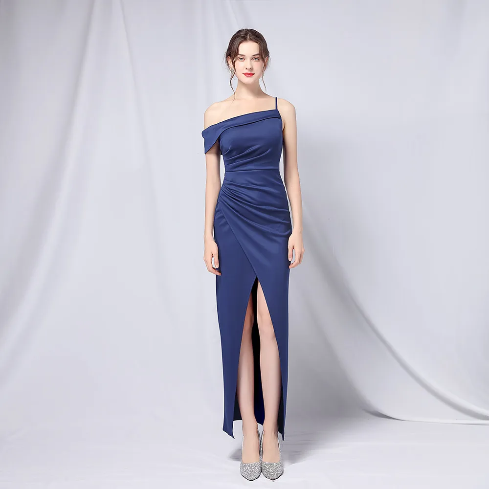 18710#bridesmaid dresses Asymmetrical Cap Sleeve Short A-line Zipper-up Open Back Woman Evening Dress Fashion Korean Party skirt