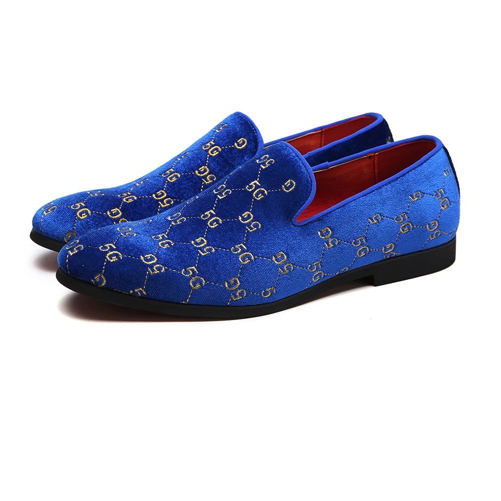 37-48 Big Size Men Women Embroidery Smoking Slippers Pointed Toe Causal Loafers Shoes Wedding Dress Shoe A5882