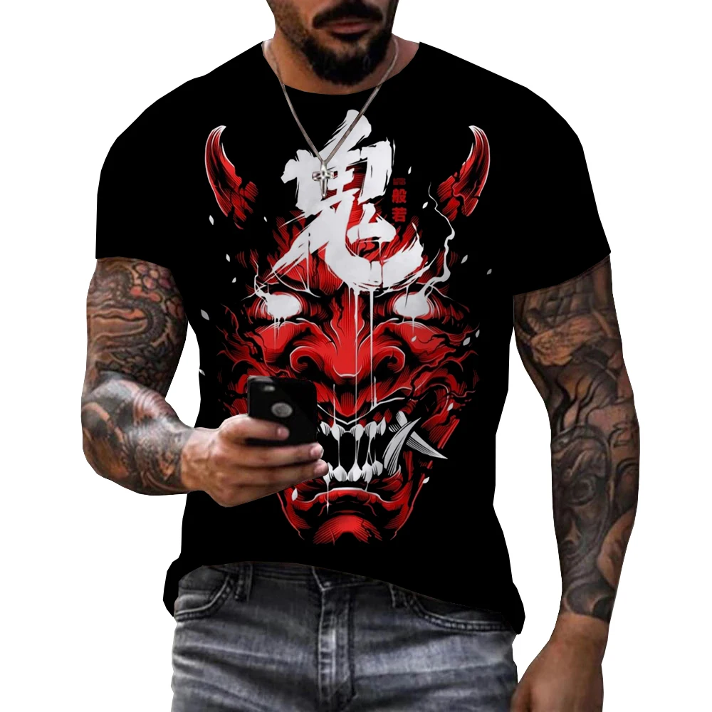 2022 Japanese Prajna Face 3D Printed Shirt for Men Digital Printing T Shirt Custom Unisex Over Print OEM and ODM T-shirts