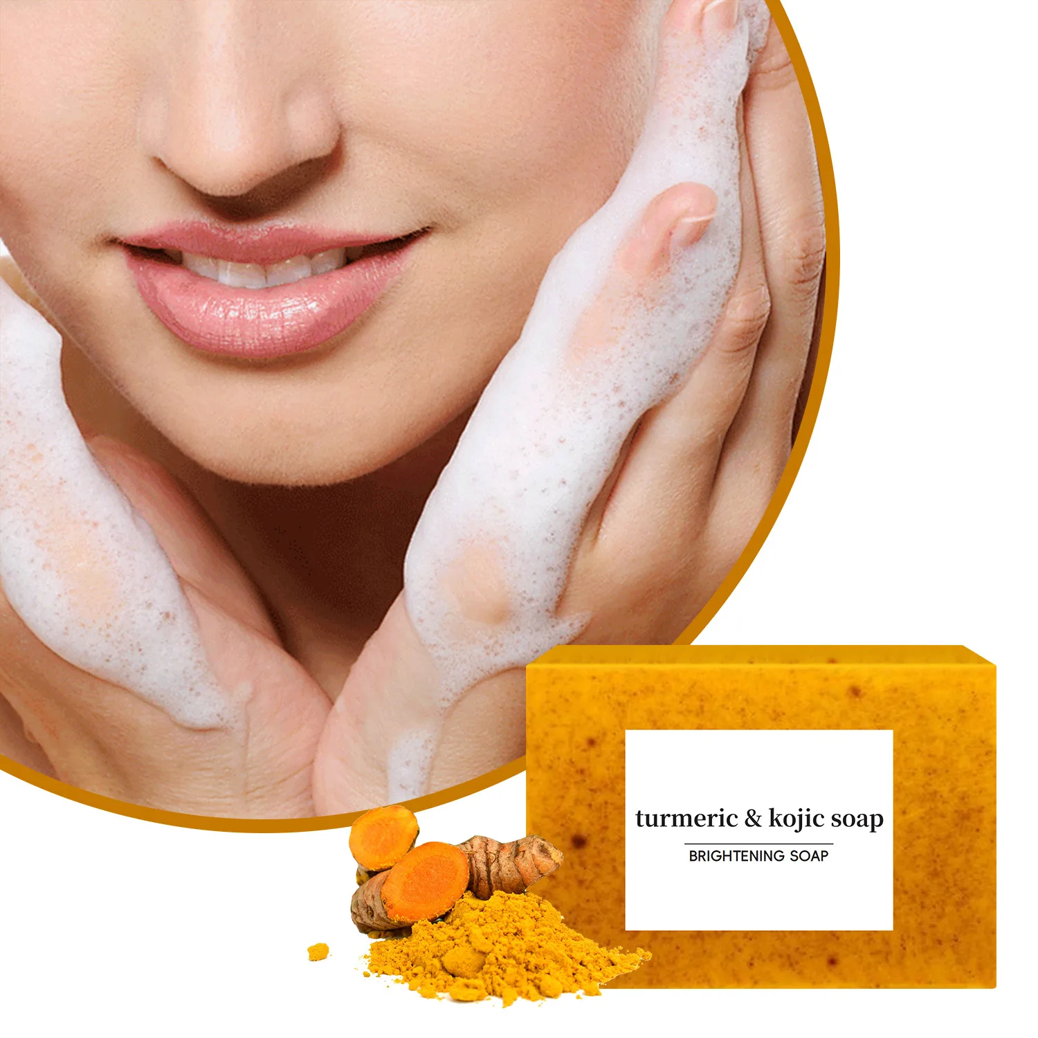 Moisturizing Brightening Kojic Acid Dark Spot Remover Handmade Soap With Vitamin C Lemon Collagen Turmeric