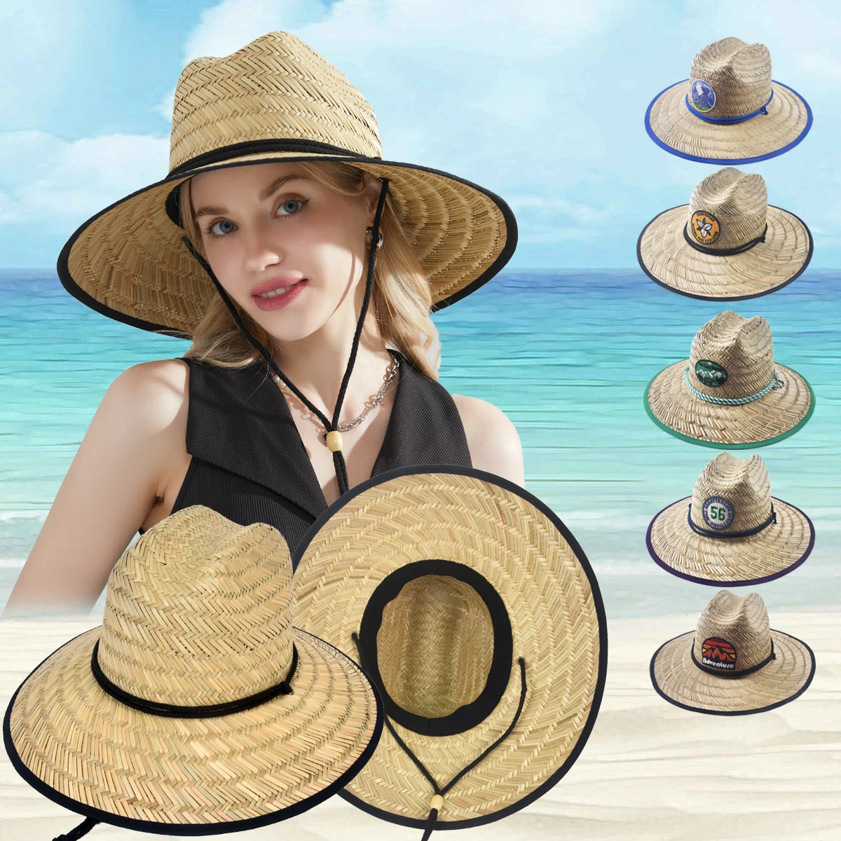 Оптовая продажа от производителя нашивка с логотипом на заказ соломенная шляпа принтом