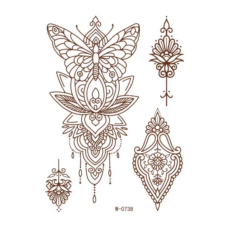 Customs Henna Hand Body Tattooing Sticker Burnt Color Henna Stencil Tattoos Sticker