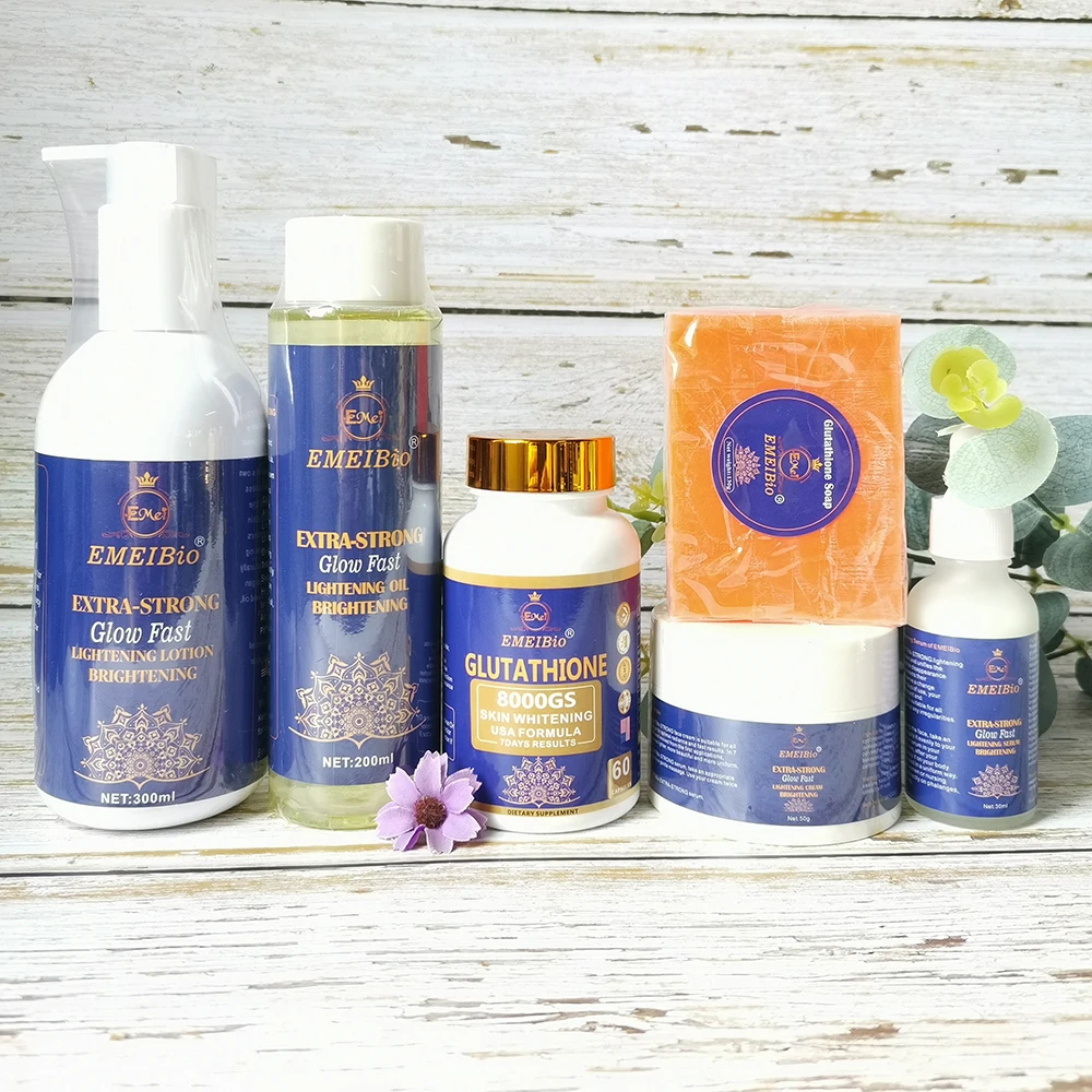 Hot Selling Best Price Best Lightening Private Label Skin Whitening Set New Unisex Adults 6 Products Set Vegan Soap Caramel Sets