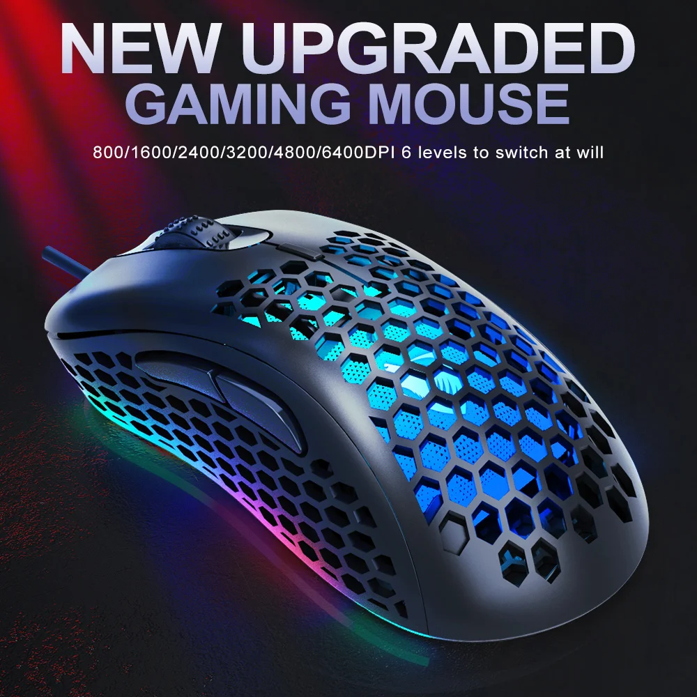 Upgradation G540 6Keys version  O Wired Gaming Mouse Light Weight RGB Backlit USB Mouse Gamer 6400dpi  Ergonomic  Gaming Mouse