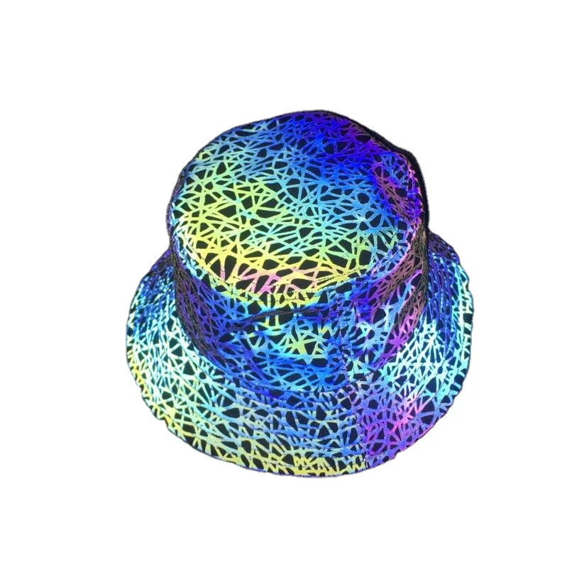 Colorful reflective gradient colorful reflective fashion fabric hat shoes bag nightclub style super soft clothing bucket hat