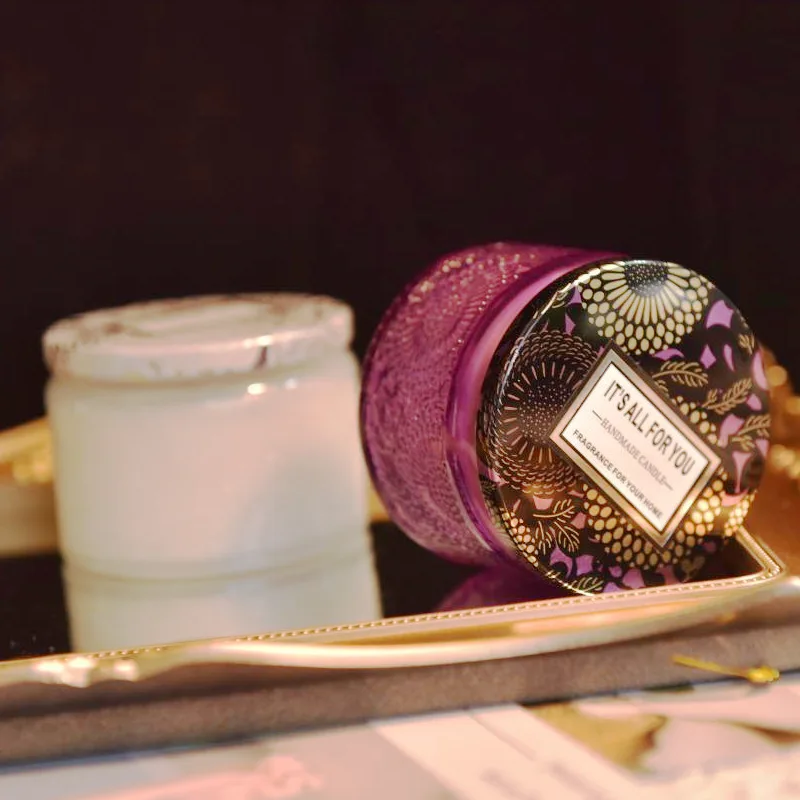 SuXiu OEM soya wax candles Aromatherapy Home room refreshing relief glass candle Holiday gift Smokeless soy wax cylinder incense