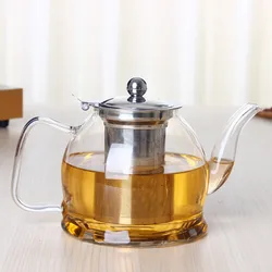 1200ml Transparent high borosilicate teapot heat resistant glass tea pot with infuser