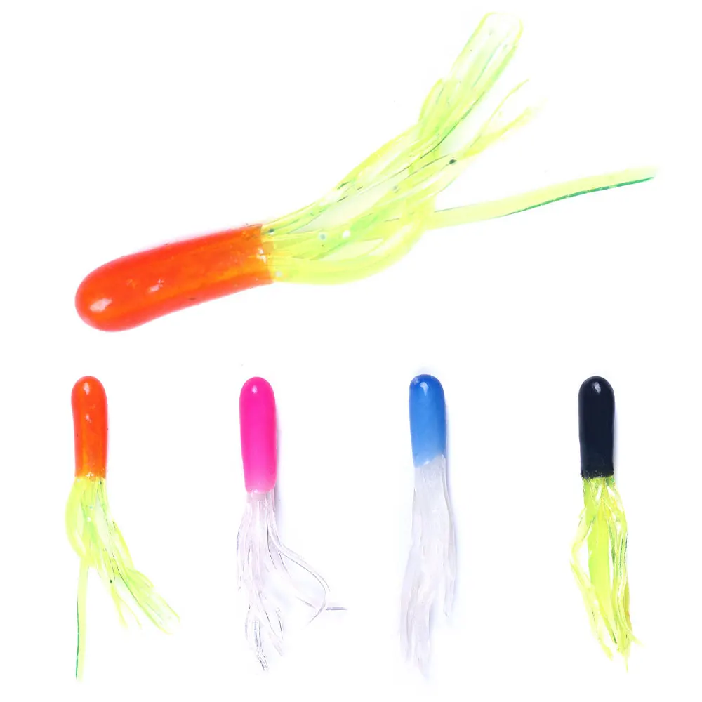 Wholesale 4.5cm 0.5g 50pcs/bag Artificial Soft Plastic Hollow Tube Worms Maggot Bait Fishing Lure