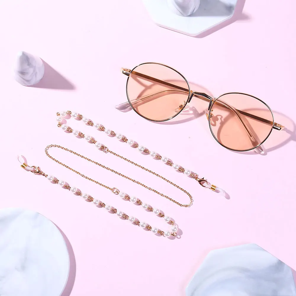 2022 Chic Fashion Reading Glasses Chain for Women Metal Sunglasses Cords Casual Pearl Beaded Eyeglass chain for glasses