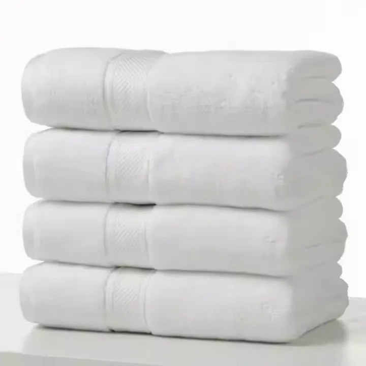 5 Star Hotel White Custom Logo Embroidered Luxury Soft Absorbent Bathroom Linen 100% Cotton Face Hand Bath Hotel Towel Set