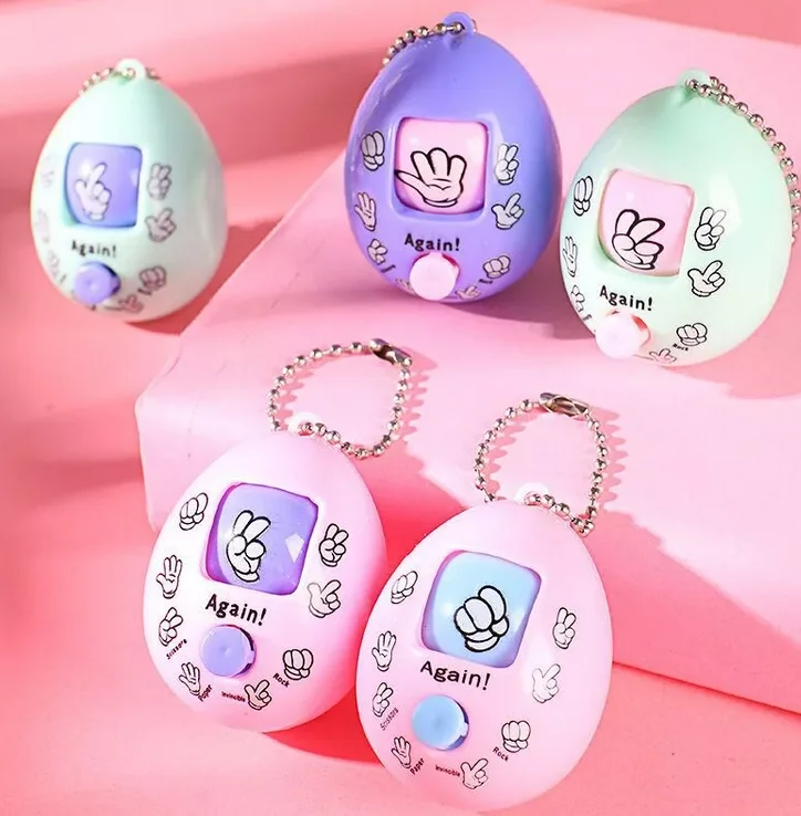 Funny Guess Boxing Face Changing Keychain Pendant Rock Paper Scissors Play Guessing Egg Toy For Family Game