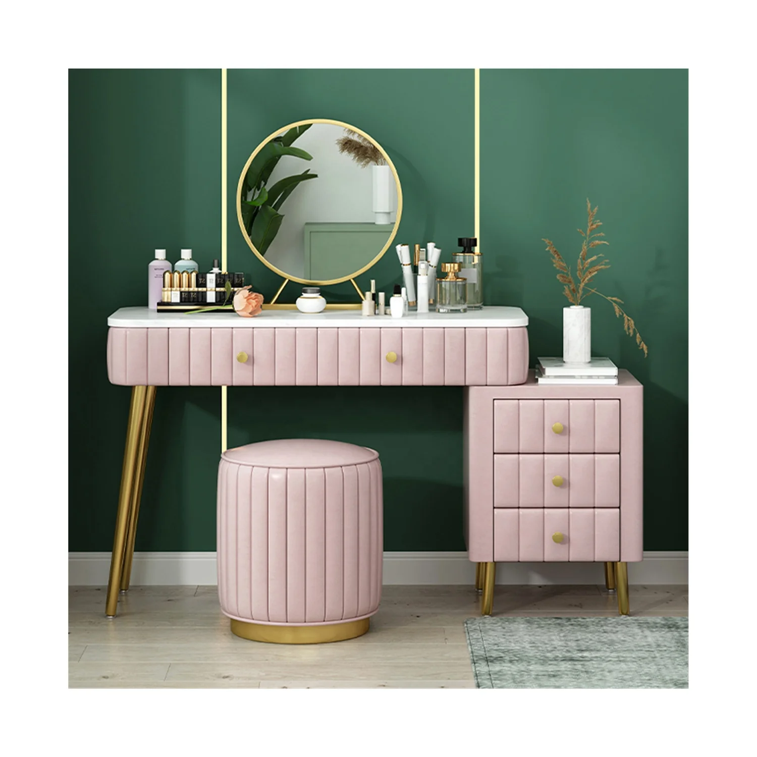 Экономичный дизайн под заказ косметический комод для хранения Зеркальный туалетный столик для спальни