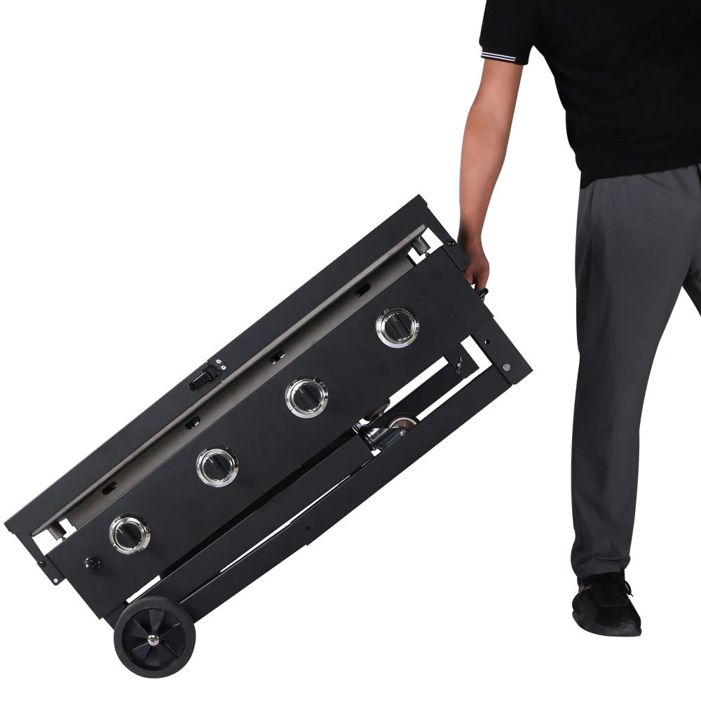 Gexiang Manufacturer Customized Knob Controlled Heat Outdoor Steel BBQ Grill Outdoor Gas with Grill Plate