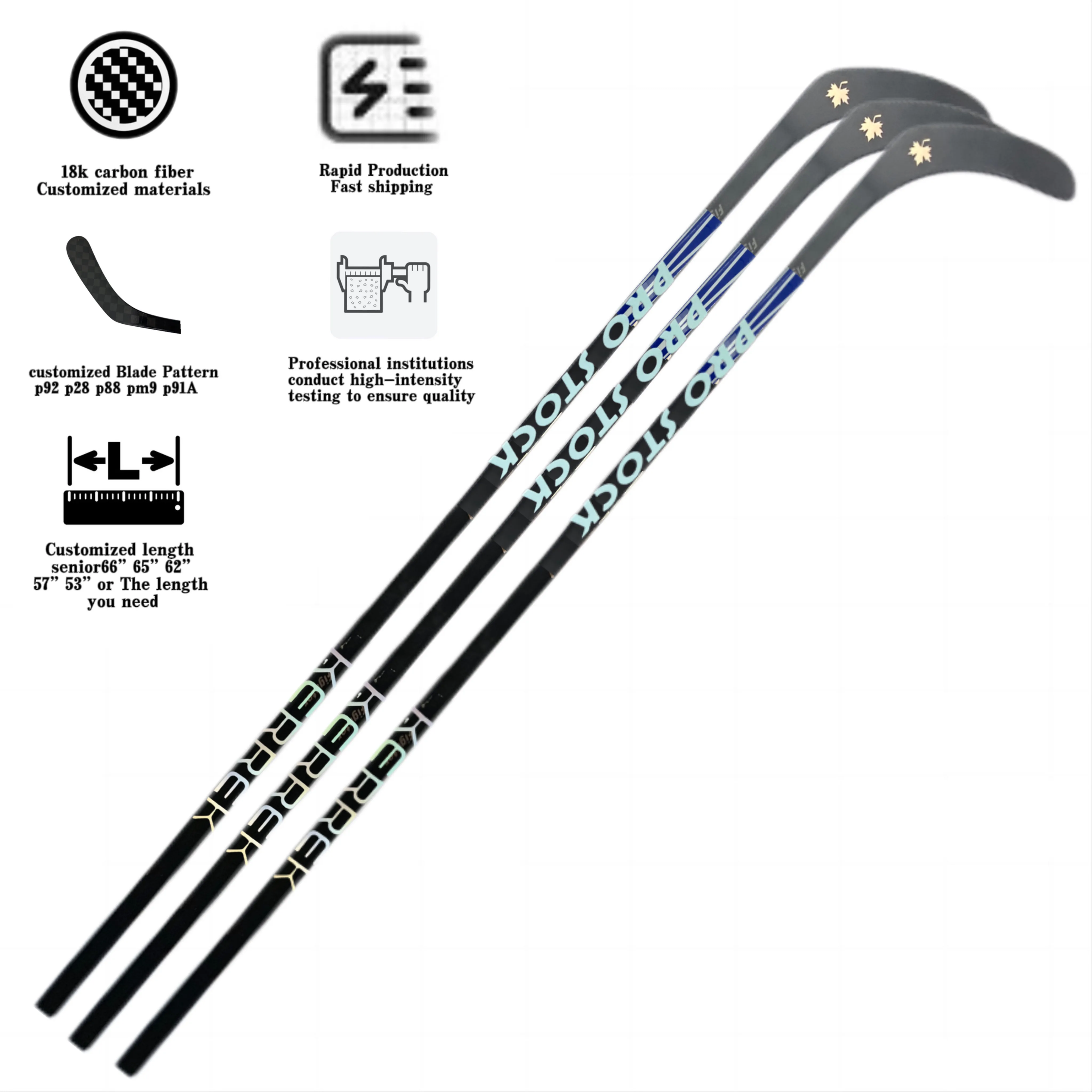 Customized Quality  P91A Ice Hockey Sticks Carbon Composite Silver Repair Srs Best Wooden Plastic Mini Hockey Stick From China