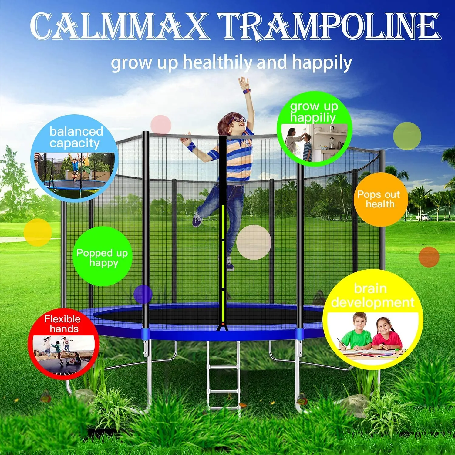 
SENDROAD 2FT 10FT 8FT 14FT 15FT 16FT Jump Recreational Trampolines with Enclosure Net Approved- Combo Bounce Outdoor Tram 