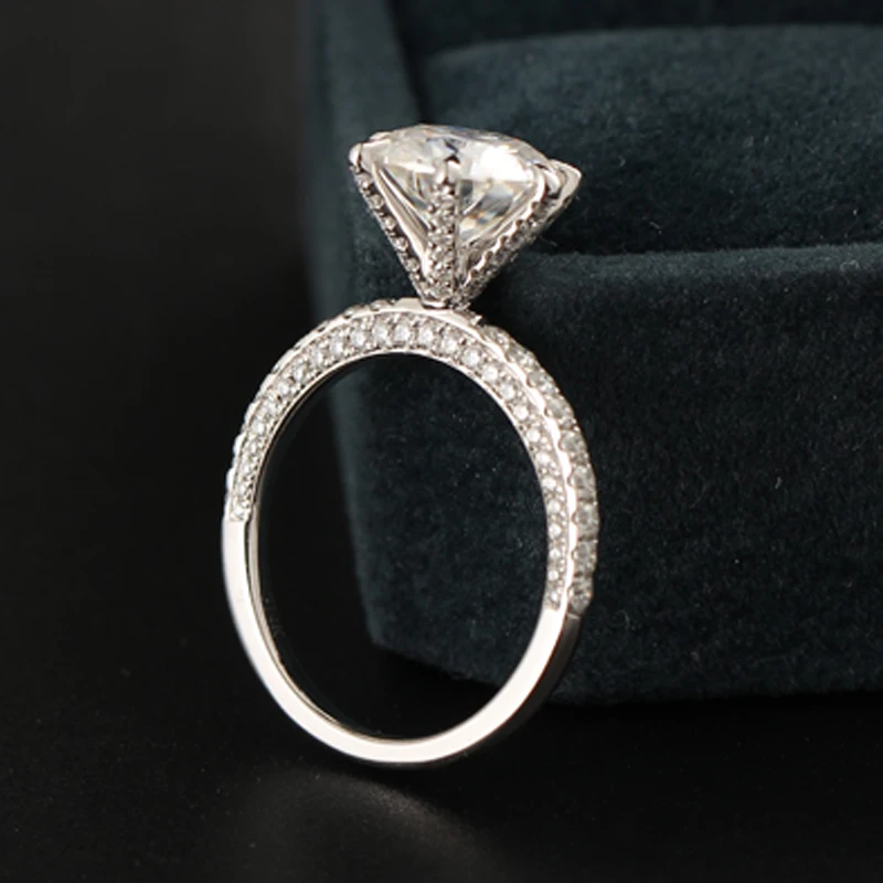 High fashion customized Platinum / 18k Solid Gold 1.2/2/3/4/5 Carat Cut Moissanite  Wedding Bridal Ring Jewelry