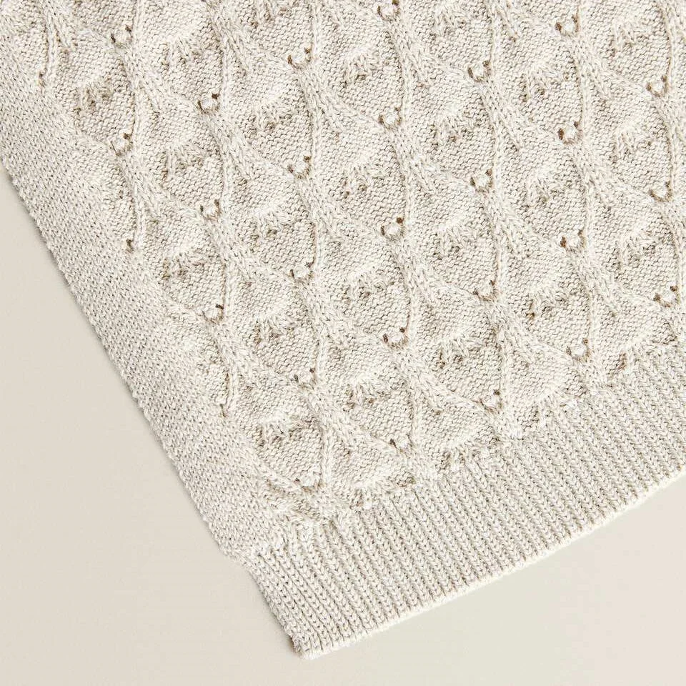 Factory Sales Wholesale Chunky 100% Cotton Throw Blanket Crochet Custom Organic Knitted Baby Blanket CX