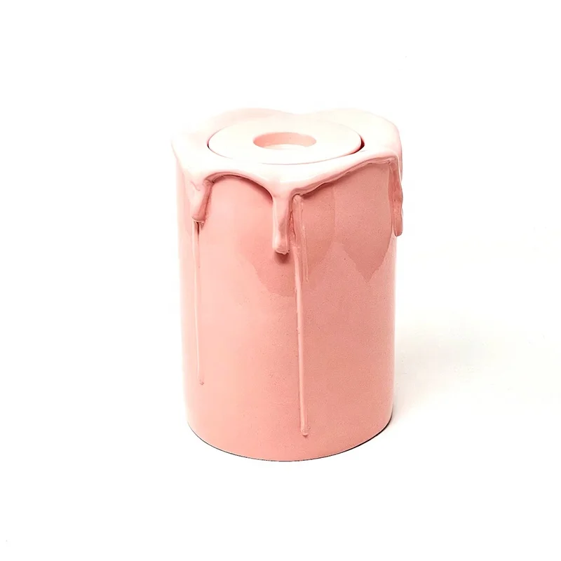 Custom wholesale human Cremation urn decorated with unique ceramic candle shape adult memorial urn