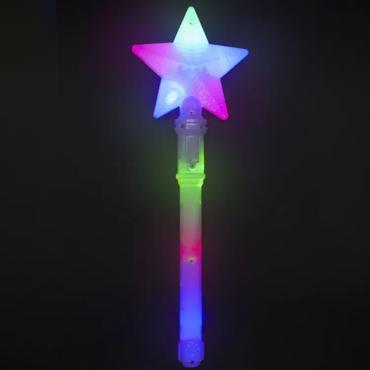 LED Flashing Light Up Star Wand with American Flag Printing for July of 4th