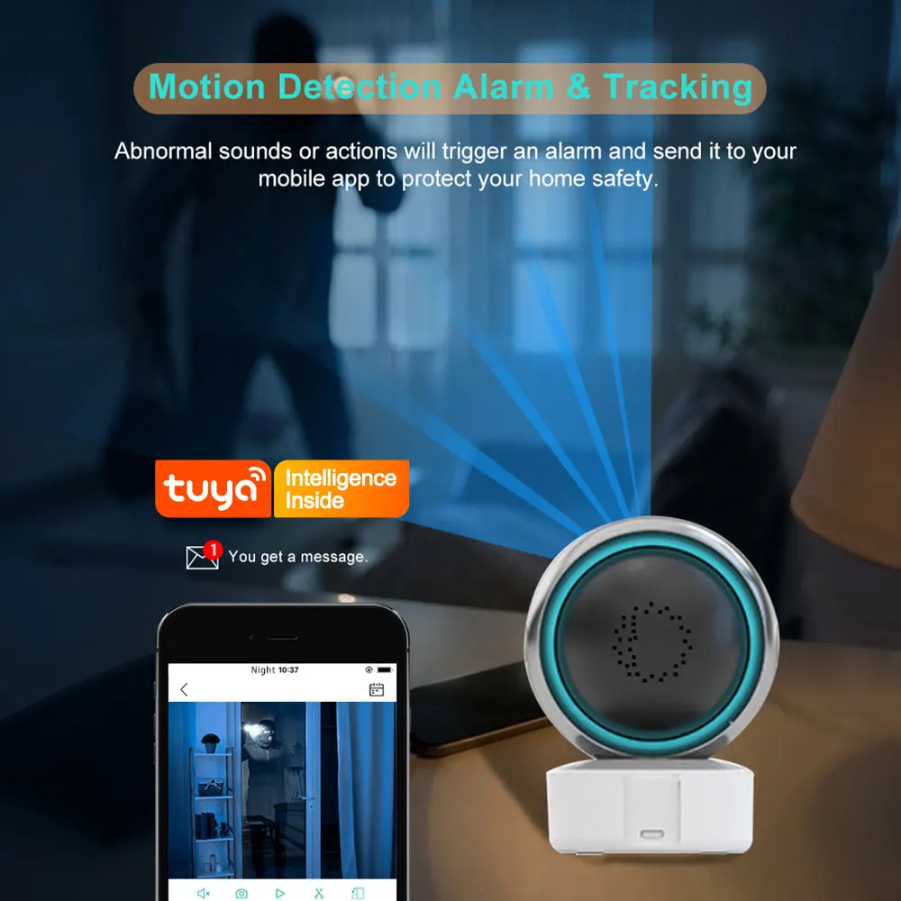 Tuya Wifi Smart 3MP Baby Monitor Night Vision Indoor Mini Home Security CCTV Surveillance Camera Support TF Card PST-F4-3MP
