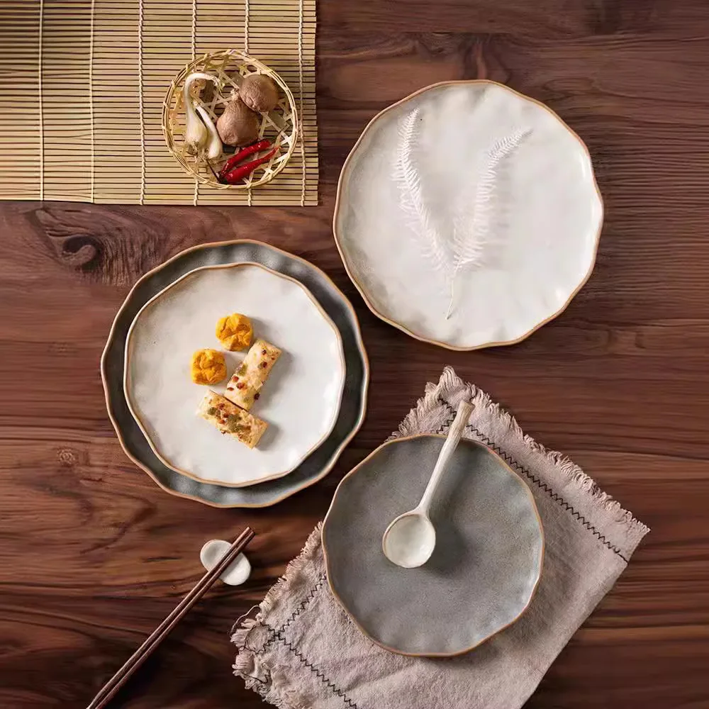 Restaurante Porcelain Geschirr Dish Japanese Dishes Crockery Platter Ceramic Plate Restaurant Plate Set Green Dinnerware Sets