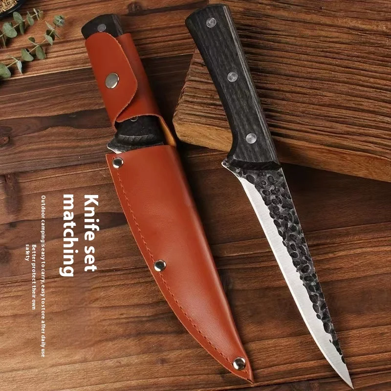 Handmade Forged Butcher Knife with High Carbon Steel Sharp Meat Cleaver Bone Slicing Skinning Utility Kitchen Knife PP Handle