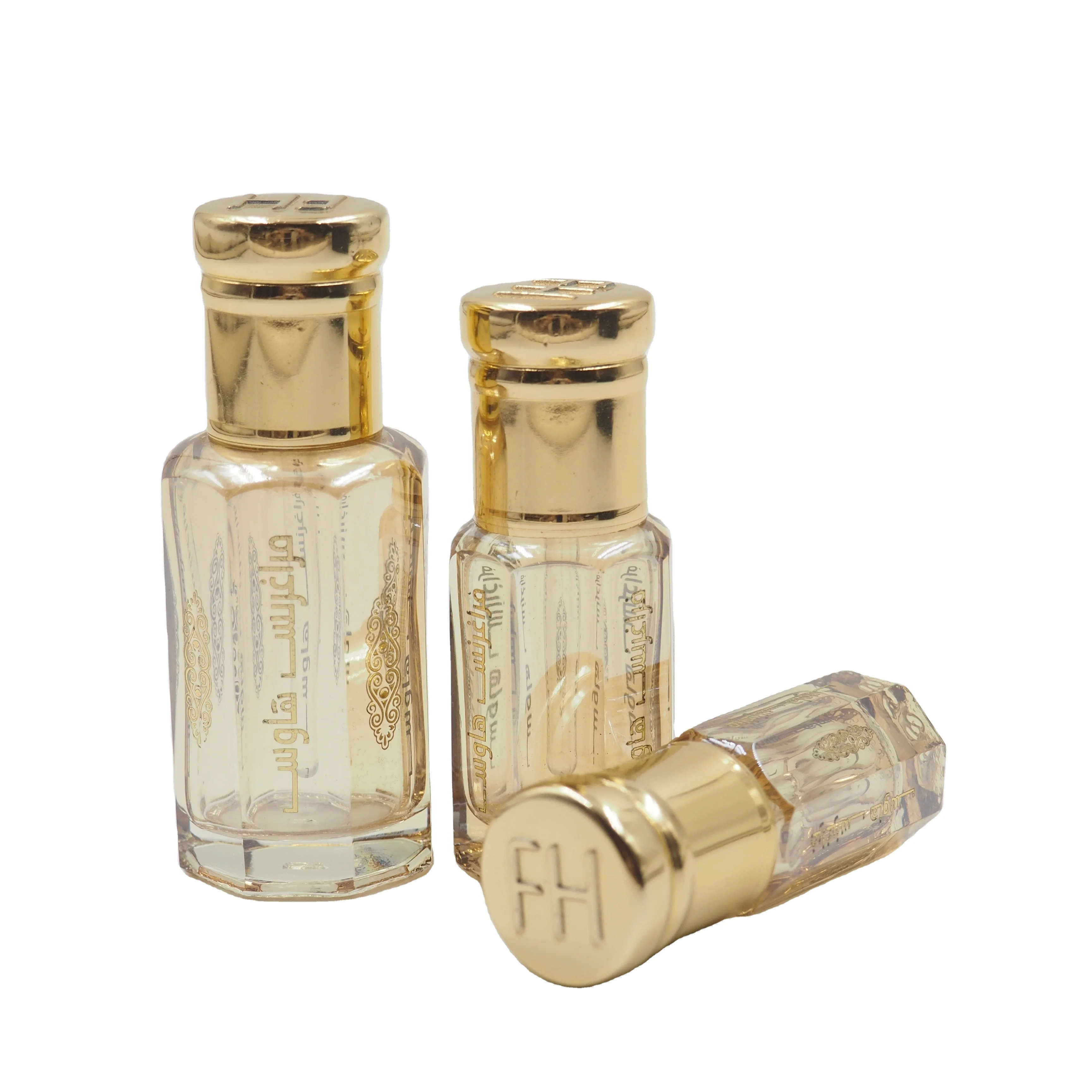 3ml 6ml 12ml champagne color new design mini octagon  perfume attar bottle wholesale