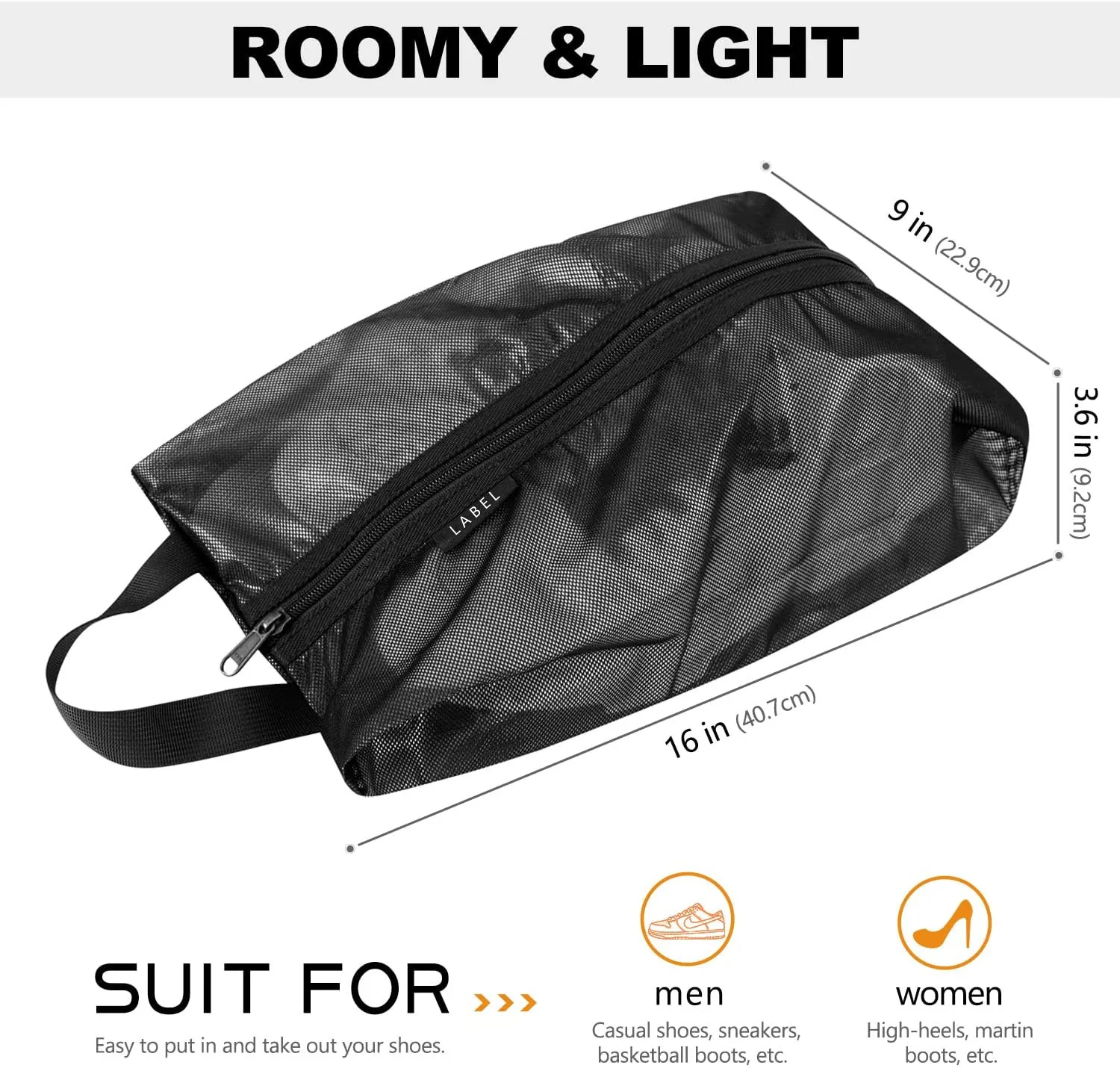 Hot Sale Packing Organizer Travel Shoes Bag Custom Travel Shoe Storage Bag Mesh Zipper Bag For Shoes