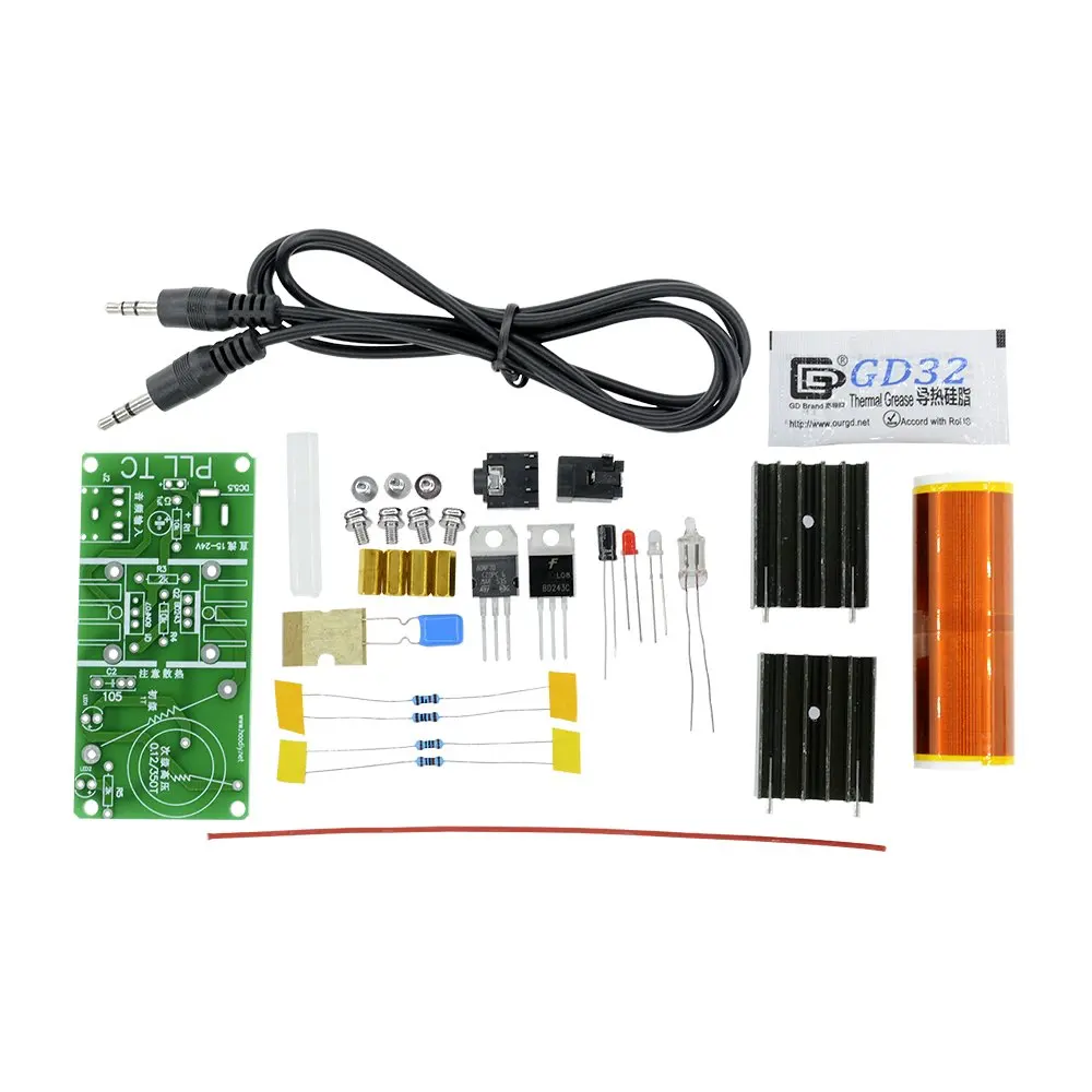 DIY Mini Tesla Coil Kit 15W Soldering Project Kit Mini Music Tesla Coil Plasma Speaker Tesla Wireless Transmission DC 15-24V