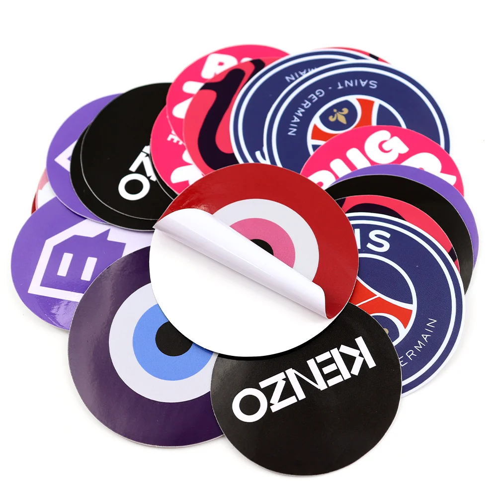 Заводская изготовленная на заказ круглая клейкая водонепроницаемая наклейка с логотипом вырезанные этикетки наклейки