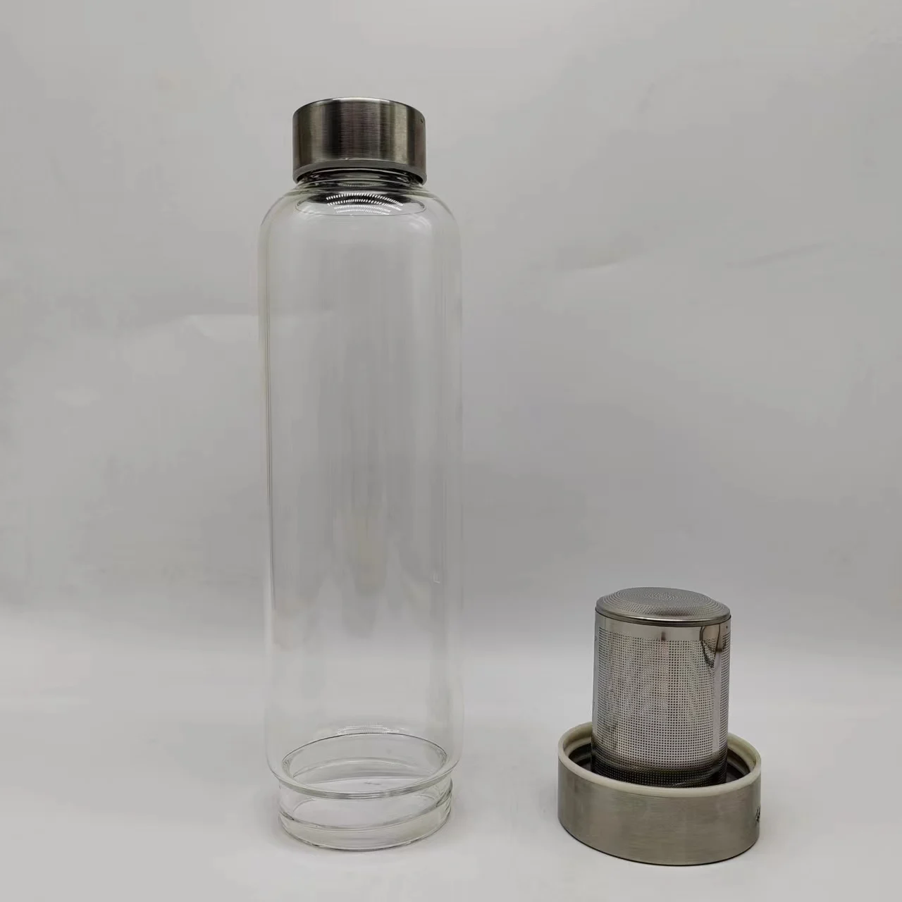 Factory custom filterable 12oz 16oz High Borosilicate water beverage  tea glass can cup with bamboo lid and straw