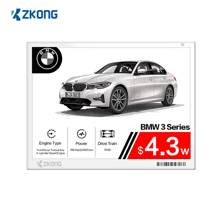 Электронная этикетка Zkong 13 3 дюйма Ble 5 0 Nfc цифровая бирка с черным белым красным дисплеем