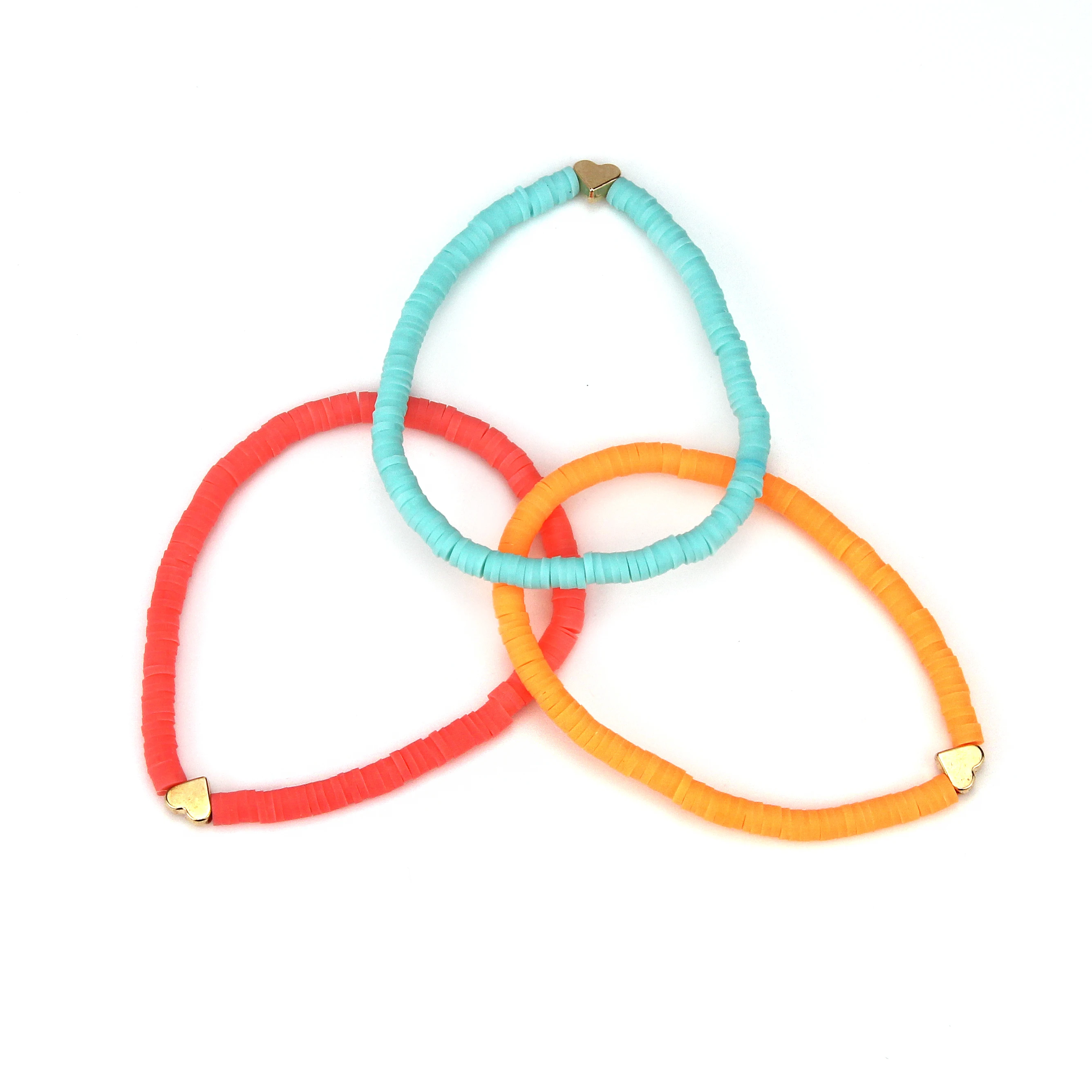 7pcs/Pack Bohemia Polymer Clay Beaded Bracelets Colorful Surfer Stretch Stackable Bracelet for Women Summer Beach Jewlery