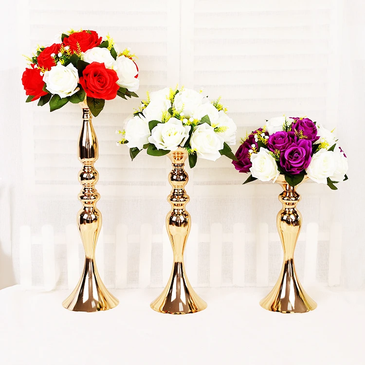 Wholesale Wedding Metal Gold Flower Stand Display Flowers Vase Stands For Wedding Centerpieces Table Flower Decorations