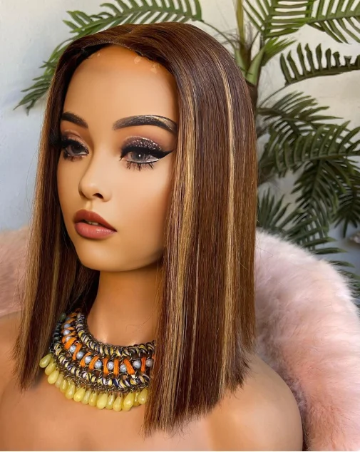 Highlight Human Hair Top Swiss HD Lace Front Wig glueless pre cut 13x4 bleached knots virgin hair wig