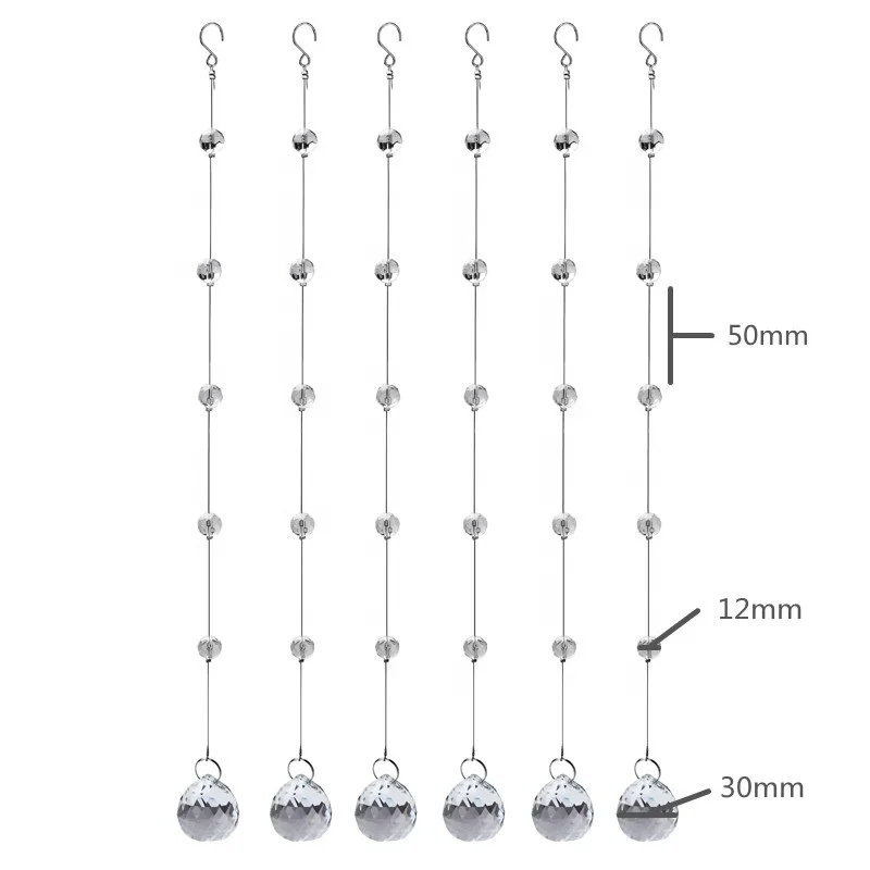 Custom hanging crystal glass garland beads chain curtains for weddings decoration