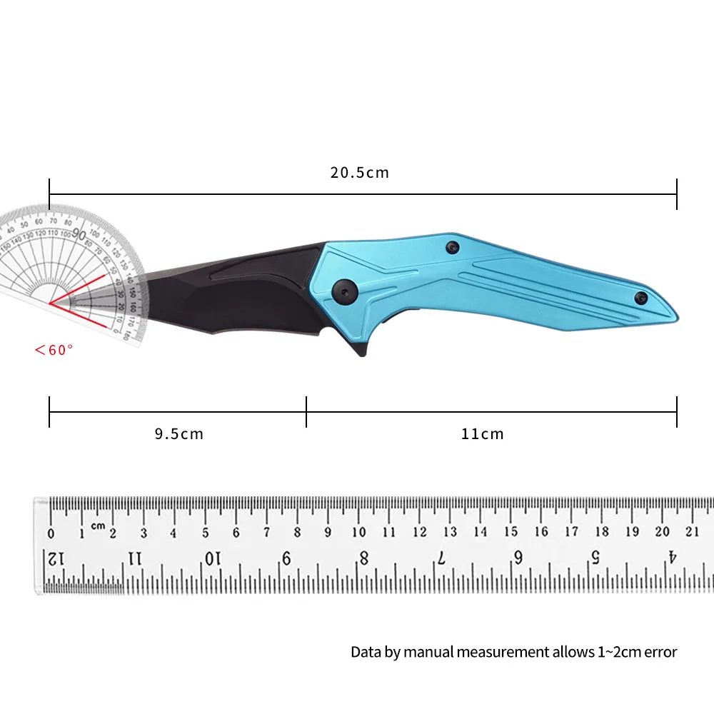 Tactical Folding Survival Knife OEM Blue Outdoor EDC Pocket Knife with Stainless Steel Blade for Camping